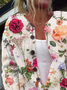 Cardigans Femmes Décontracté Floral Printemps / Automne Polyester Micro-élasticité Quotidien Droit Boucle Régulier