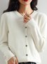 Cardigans Femmes Décontracté Plain Printemps / Automne Quotidien Manches Longues Col Rond Régulier Droit Régulier