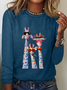 T-shirts Femmes Décontracté Printemps / Automne Chat Meilleure vente Manches Longues Col Rond en Mélangé de Coton Régulier Droit