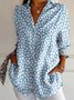 Chemises Femmes Rétro Floral Printemps / Automne Boutonné Aucune élasticité Quotidien Manches Longues Droit Col de Chemise