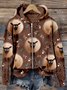 Micro-élasticité Sweat-shirt à Capuche Manches Longues Régulier Ethnique Blouson Zip pour Femmes