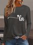 T-shirts Décontracté Printemps / Automne Lettres de texte Quotidien Manches Longues Col Rond Droit Régulier Élasticité moyenne pour Femmes