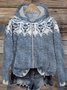 Micro-élasticité Sweat-shirt à Capuche Manches Longues Régulier Ethnique Blouson Zip pour Femmes