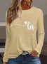 T-shirts Décontracté Printemps / Automne Lettres de texte Quotidien Manches Longues Col Rond Droit Régulier Élasticité moyenne pour Femmes