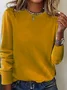Pulls Décontracté Plain Printemps / Automne Naturel Ample Col Rond Régulier Régulier Élasticité moyenne pour Femmes