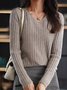 Pulls Décontracté Plain Printemps / Automne Col V Quotidien Ample Manches Longues Fil/fil de laine Régulier pour Femmes