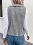 Micro-élasticité Col Châle Sans Manches en Toison Plain Gilet pour Femmes