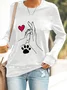 Sweat-shirts Décontracté Imprimé d'Animal Printemps / Automne Micro-élasticité Quotidien Manches Longues en Mélangé de Coton Régulier Droit pour Femmes