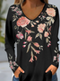 Chemisiers1 Femmes Décontracté Floral Printemps / Automne Polyester Col V Régulier Droit Régulier ré
