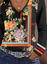 T-shirts Femmes Floral Décontracté Printemps / Automne Micro-élasticité Quotidien Jersey Manches Longues Régulier T.-N.-L.
