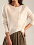 Cardigans Femmes Décontracté Plain Printemps / Automne Quotidien Ample Col Rond Droit Boucle Régulier