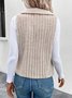 Micro-élasticité Col Châle Sans Manches en Toison Plain Gilet pour Femmes