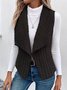 Micro-élasticité Col Châle Sans Manches en Toison Plain Gilet pour Femmes