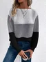 Pulls Décontracté Bloc de Couleur Printemps / Automne Micro-élasticité Quotidien Ample Manches Longues Col Rond Droit pour Femmes