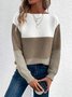 Pulls Décontracté Bloc de Couleur Printemps / Automne Micro-élasticité Quotidien Ample Manches Longues Col Rond Droit pour Femmes