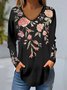 Chemisiers1 Femmes Décontracté Floral Printemps / Automne Polyester Col V Régulier Droit Régulier ré