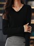 Pulls Décontracté Plain Printemps / Automne Col V Quotidien Ample Manches Longues Fil/fil de laine Régulier pour Femmes