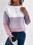 Pulls Décontracté Bloc de Couleur Printemps / Automne Micro-élasticité Quotidien Ample Manches Longues Col Rond Droit pour Femmes