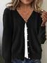 Cardigans Décontracté Plain Printemps / Automne Quotidien Ample Régulier Droit Boucle Régulier pour Femmes