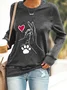 Sweat-shirts Décontracté Imprimé d'Animal Printemps / Automne Micro-élasticité Quotidien Manches Longues en Mélangé de Coton Régulier Droit pour Femmes