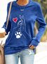 Sweat-shirts Décontracté Imprimé d'Animal Printemps / Automne Micro-élasticité Quotidien Manches Longues en Mélangé de Coton Régulier Droit pour Femmes