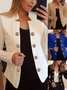 Col V Manches Longues Régulier Plain Blouson Aviateur Blouson Boucle pour Femmes