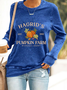 Sweat-shirts Décontracté Printemps / Automne Motif de citrouille Quotidien Manches Longues Col Rond en Mélangé de Coton Régulier Droit pour Femmes