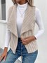 Micro-élasticité Col Châle Sans Manches en Toison Plain Gilet pour Femmes
