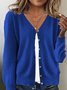 Cardigans Décontracté Plain Printemps / Automne Quotidien Ample Régulier Droit Boucle Régulier pour Femmes