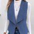 Micro-élasticité Col Châle Sans Manches en Toison Plain Gilet pour Femmes