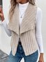 Micro-élasticité Col Châle Sans Manches en Toison Plain Gilet pour Femmes