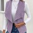Micro-élasticité Col Châle Sans Manches en Toison Plain Gilet pour Femmes
