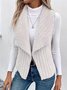 Micro-élasticité Col Châle Sans Manches en Toison Plain Gilet pour Femmes