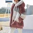 Micro-élasticité Sweat-shirt à Capuche Manches Longues Régulier Bloc de Couleur Blouson pour Femmes