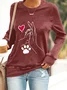 Sweat-shirts Décontracté Imprimé d'Animal Printemps / Automne Micro-élasticité Quotidien Manches Longues en Mélangé de Coton Régulier Droit pour Femmes