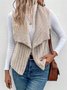 Micro-élasticité Col Châle Sans Manches en Toison Plain Gilet pour Femmes