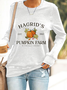 Sweat-shirts Décontracté Printemps / Automne Motif de citrouille Quotidien Manches Longues Col Rond en Mélangé de Coton Régulier Droit pour Femmes