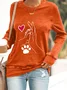 Sweat-shirts Décontracté Imprimé d'Animal Printemps / Automne Micro-élasticité Quotidien Manches Longues en Mélangé de Coton Régulier Droit pour Femmes