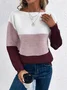 Pulls Décontracté Bloc de Couleur Printemps / Automne Micro-élasticité Quotidien Ample Manches Longues Col Rond Droit pour Femmes