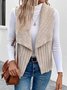 Micro-élasticité Col Châle Sans Manches en Toison Plain Gilet pour Femmes