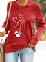 Sweat-shirts Décontracté Imprimé d'Animal Printemps / Automne Micro-élasticité Quotidien Manches Longues en Mélangé de Coton Régulier Droit pour Femmes