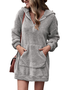 Femmes Floral Kaki Sweat-shirt à Capuche Confortable Robe Maxi Décontracté
