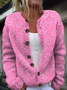 Cardigans Décontracté impression en 3D Hiver Tricoté Micro-élasticité Quotidien Coupe Régulière Col Rond Régulier pour Femmes