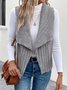 Micro-élasticité Col Châle Sans Manches en Toison Plain Gilet pour Femmes