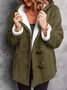 Sweat-shirt à Capuche Manches Longues en Toison Plain Sweat à capuche zippé Blouson Boutonné pour Femmes