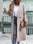 à Col Revers Manches Longues Régulier Plain Manteau pour Femmes