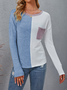 T-shirts Femmes Décontracté Bloc de Couleur Printemps / Automne Micro-élasticité Quotidien Jersey Régulier Droit Régulier