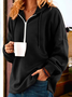 Sweat-shirts Décontracté Plain Hiver Zip Sweat-shirt à Capuche Quotidien Jersey Régulier Droit pour Femmes