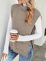 Pulls Décontracté Plain Hiver Poids lourd Micro-élasticité Sans Manches Col Roulé Fil/fil de laine Régulier pour Femmes