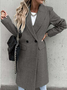 à Col Revers Manches Longues Régulier Plain Manteau pour Femmes